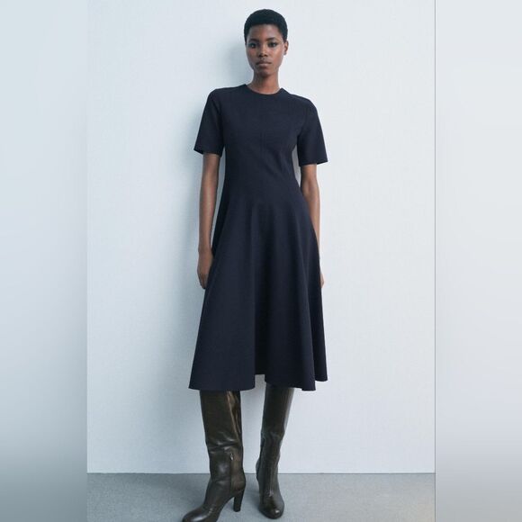 NWT ZARA GODETS MIDI DRESS ZW COLLECTION - Picture 1 of 8